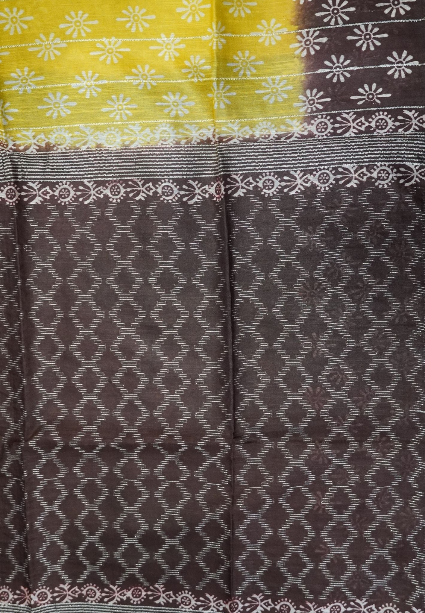 Bhagalpur Cotton Saree-Yellow