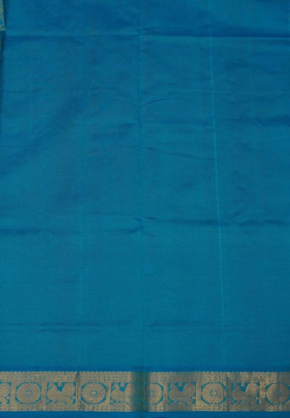 Silk Cotton Saree – MS Blue in Mini Buttas with Contrast Border