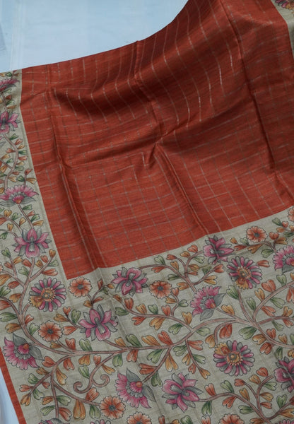 Semi Tussar Saree-Honey