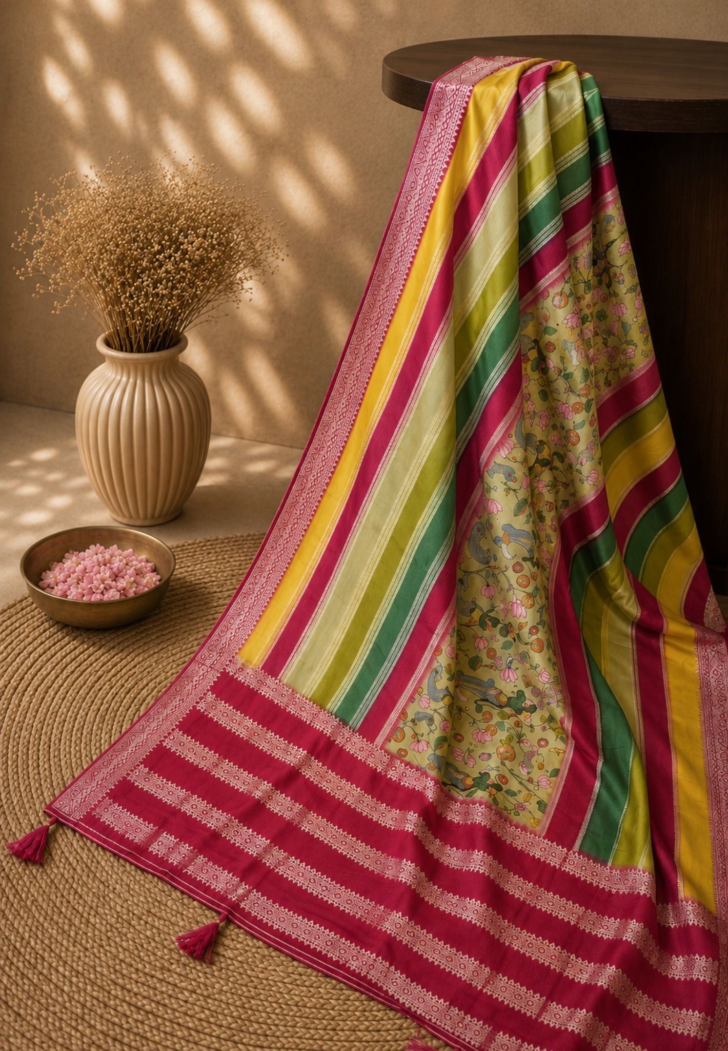 Viscose Saree-Multi Color in Pichwai Pattern