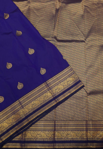 Budget Kanchipuram Saree-Violet with Gaja Border