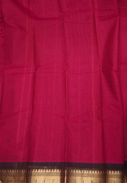 Kanchi Cotton Saree-Rani Pink With Ganga Jamuna Zari Border