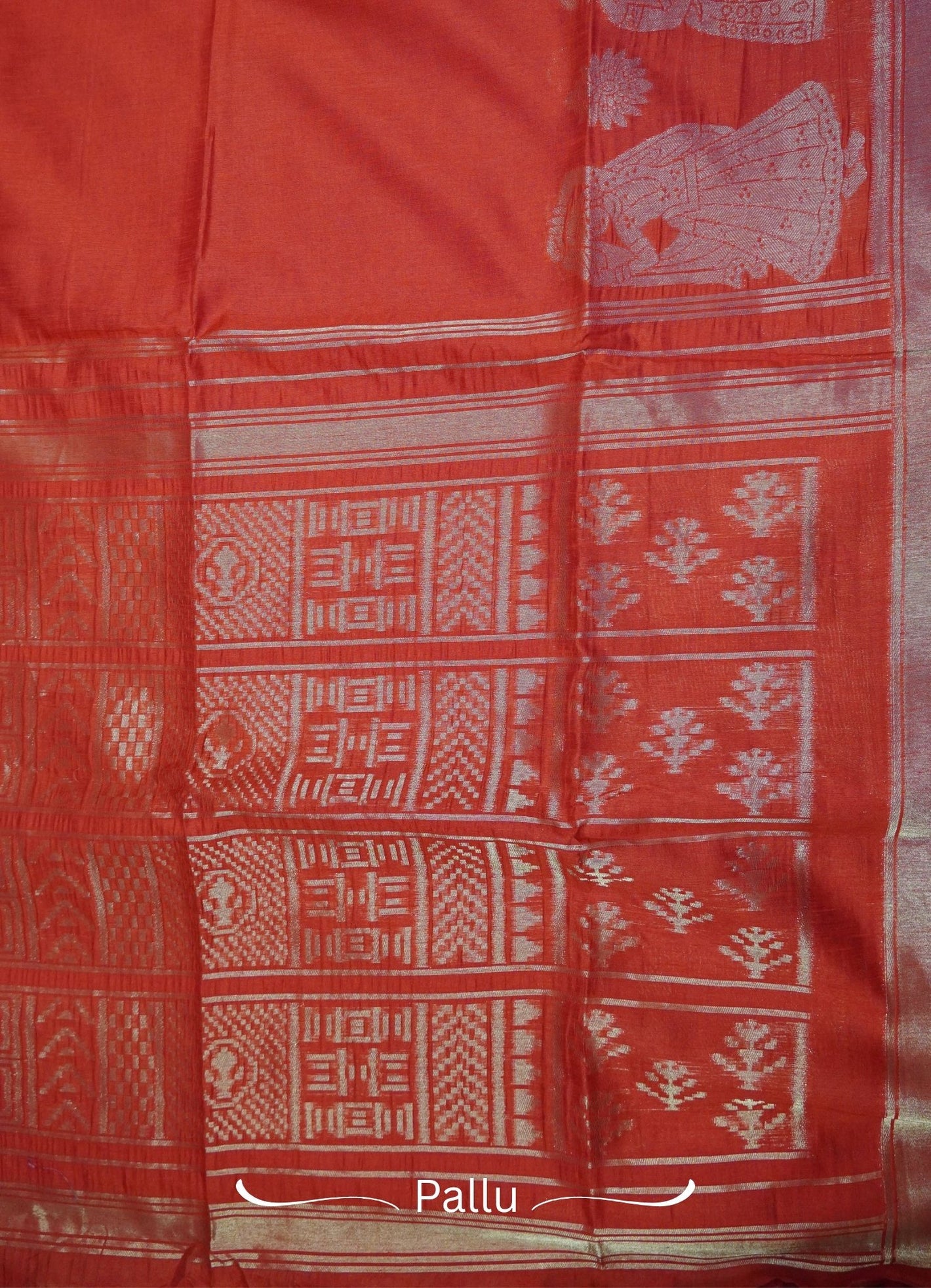 Semi Raw Silk Saree - Red with Doll Zari