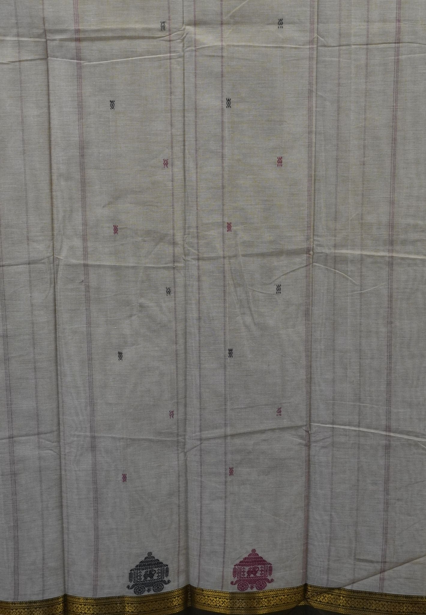 Chettinad Cotton Saree–Cream White with Ther Border