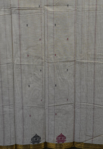 Chettinad Cotton Saree–Cream White with Ther Border