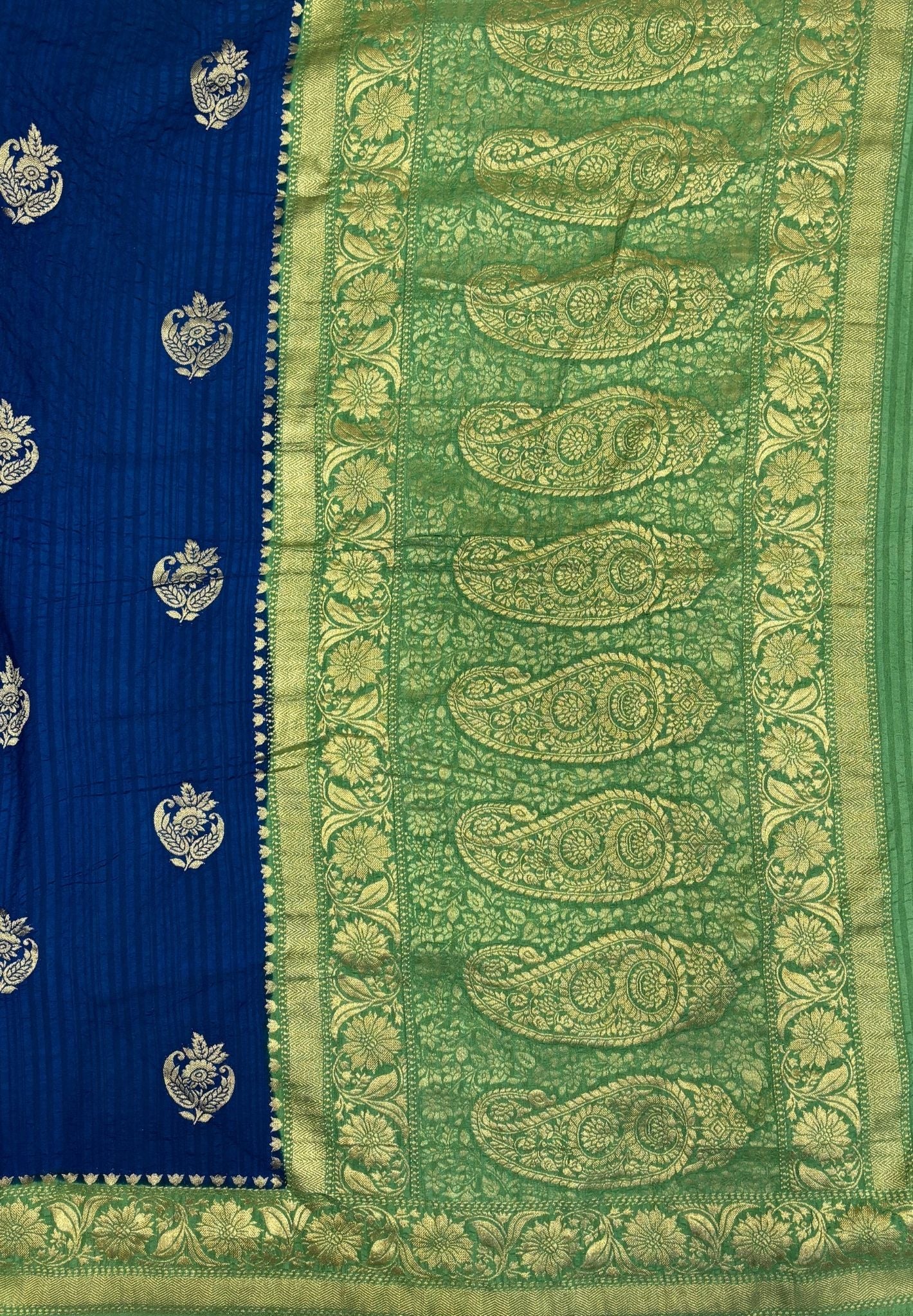 Banarasi Georgette Saree-Sulphate Blue In Floral Paisley Zari Border