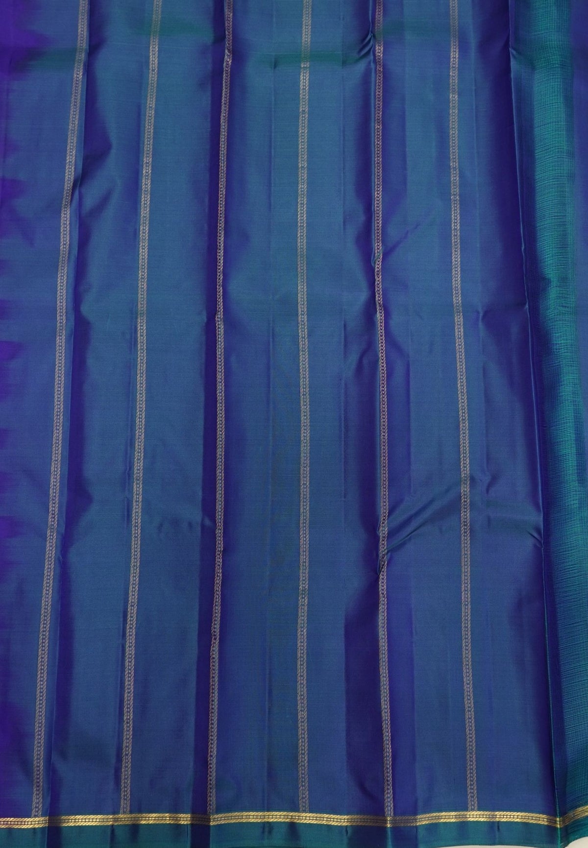 Pure Kanchipuram Silk Saree-MS Blue with Small Border