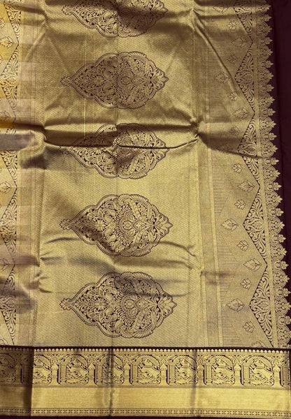 Budget Kanchipuram Saree-Sea Green with Contrast Border