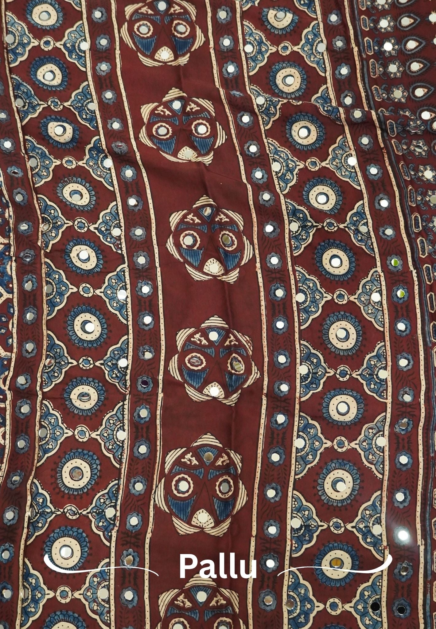 Pure Modal Silk Saree-Original Mirror Work &Traditional Printed Motifs - Maroon