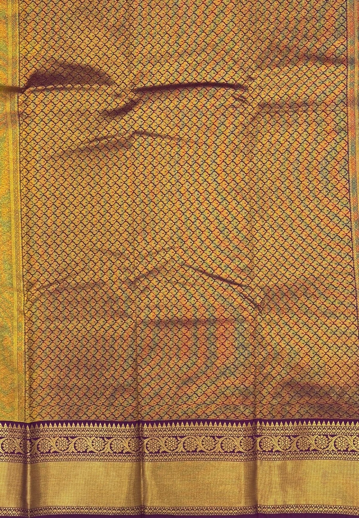 Budget Kanchipuram Saree-Light Green In Floral Zari Panel With Contrast Border