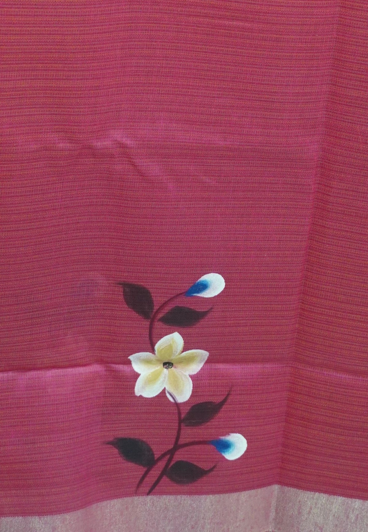 Cora Linen Saree-Beige with Hand Painted Floral Motifs