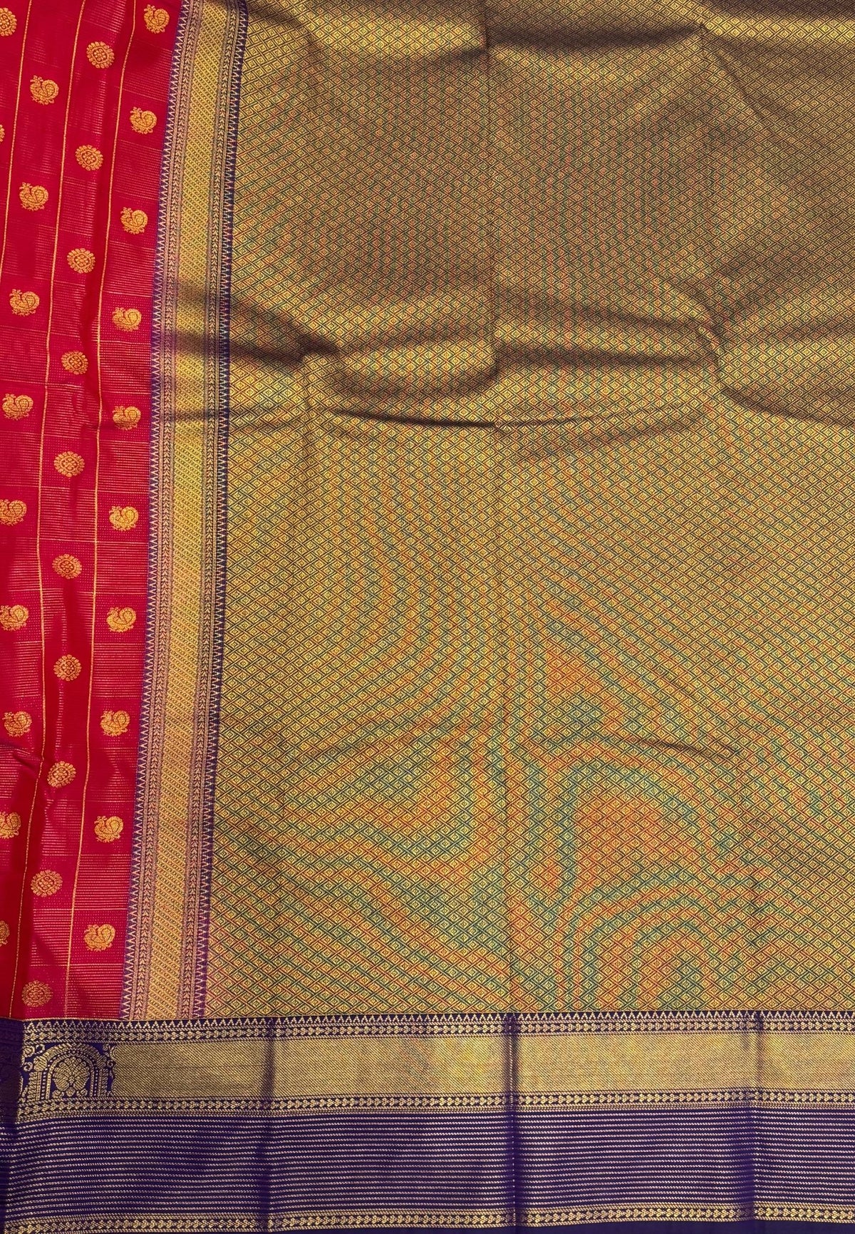 Budget Kanchipuram Saree-Berry Pink with Contrast Border