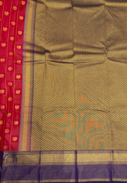 Budget Kanchipuram Saree-Berry Pink with Contrast Border