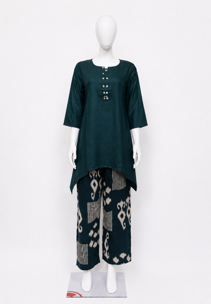 Short Cord Set with Classic Ikat Palazzo