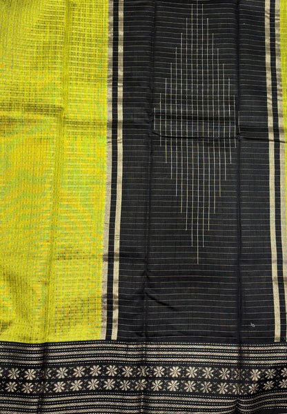 Raw Silk Saree-Light Green in 1000 Butta with Contrast Zari Border