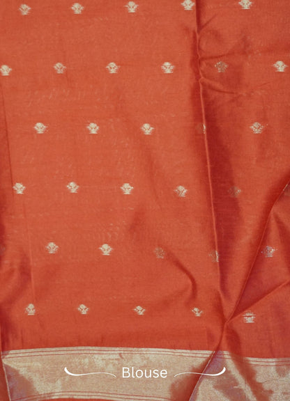 Semi Raw Silk Saree - Red with Doll Zari