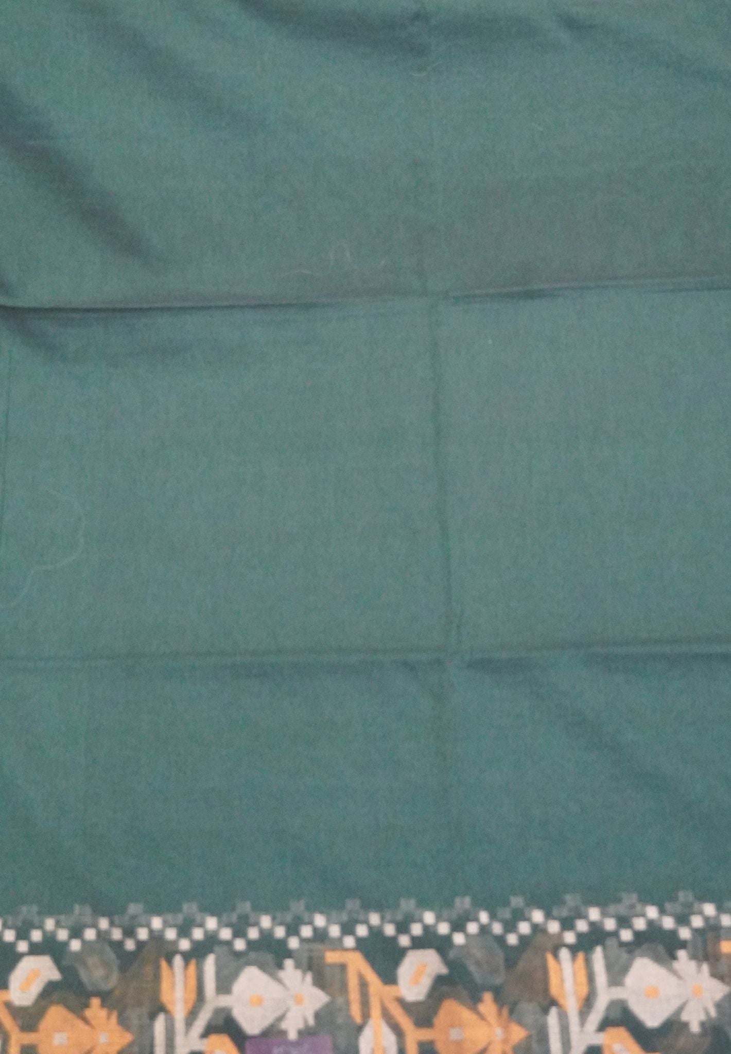 Handloom Cotton Saree- Peacock Green Kalash Jamdhani Border