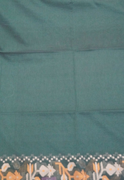Handloom Cotton Saree- Peacock Green Kalash Jamdhani Border