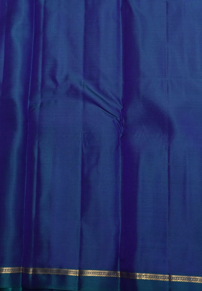 Pure Kanchipuram Silk Saree-MS Blue with Small Border