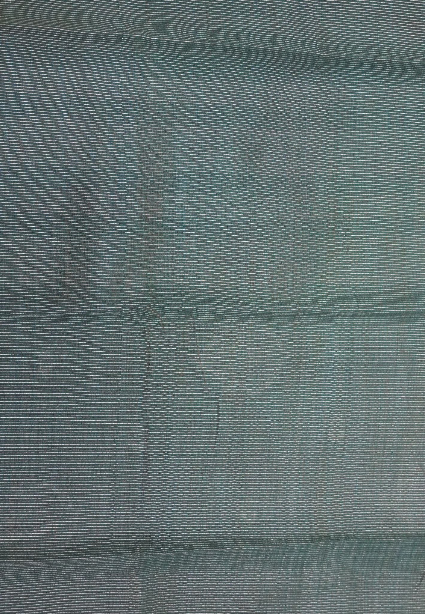 Semi Tussar Saree-Bottle Green with Floral Zari Motif