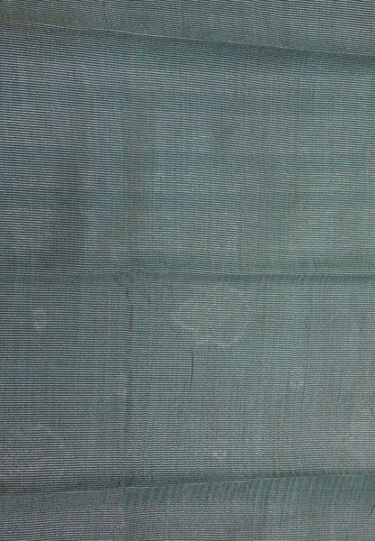 Semi Tussar Saree-Bottle Green with Floral Zari Motif