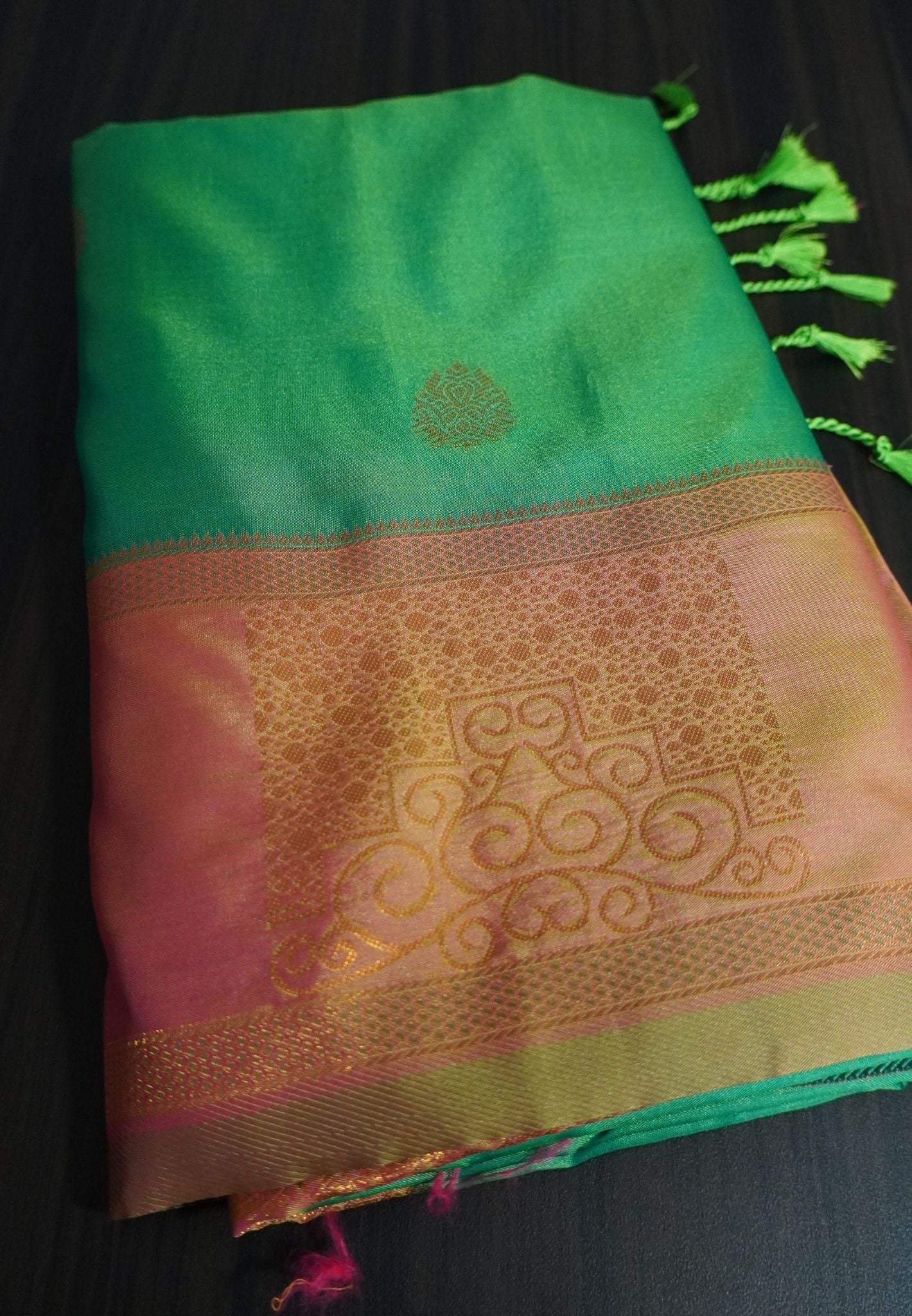 Semi Soft Silk Saree - Teal Green