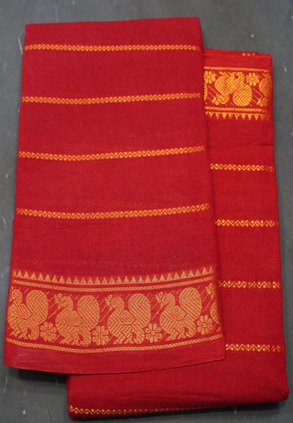 Sungudi Cotton- Veldhari Pattern Red