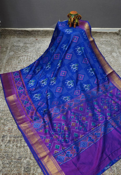 Semi Patola Saree – ink Blue & Violet Elegance