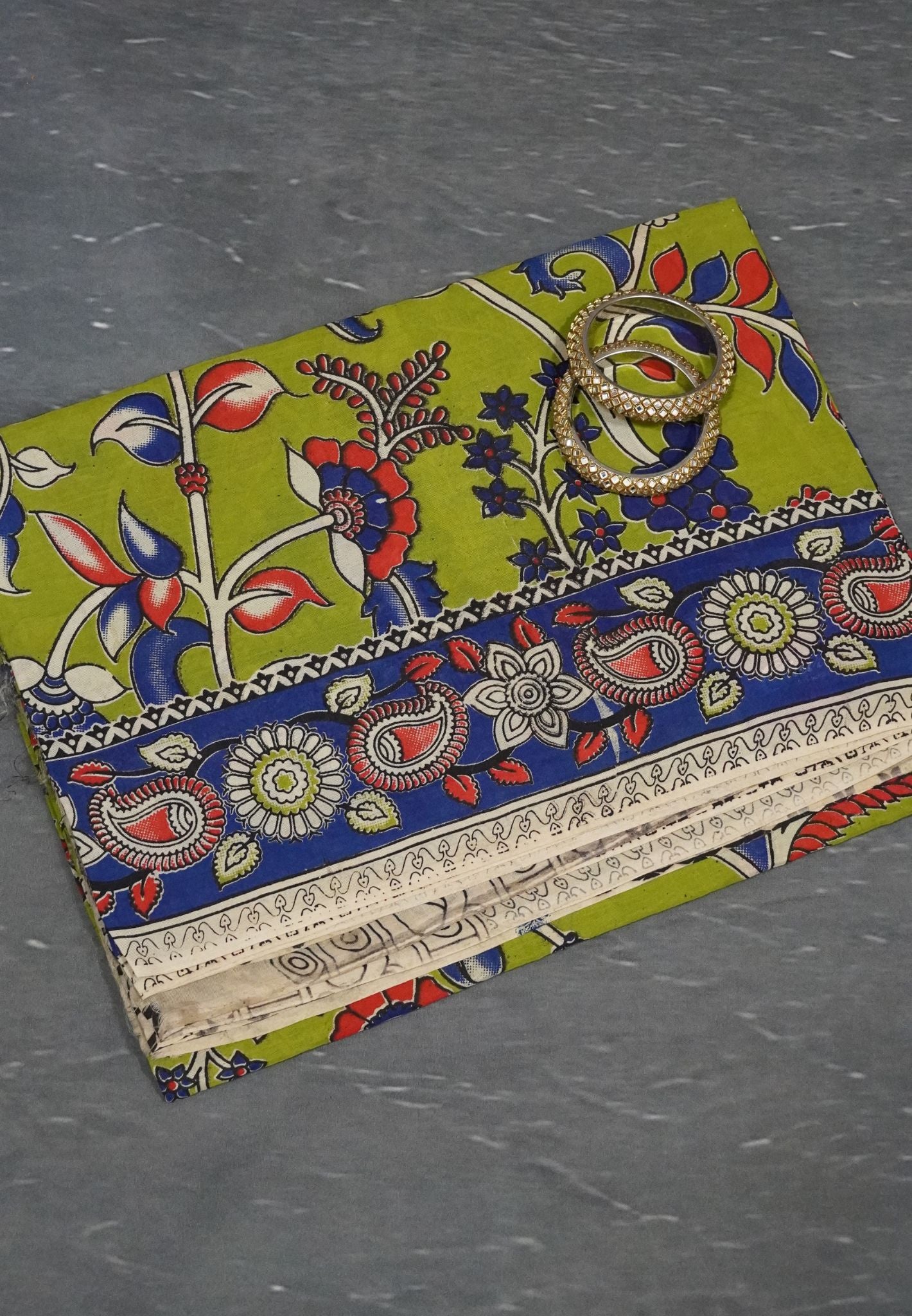 Kalamkari Cotton Saree - Light Green