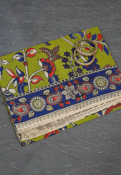 Kalamkari Cotton Saree - Light Green