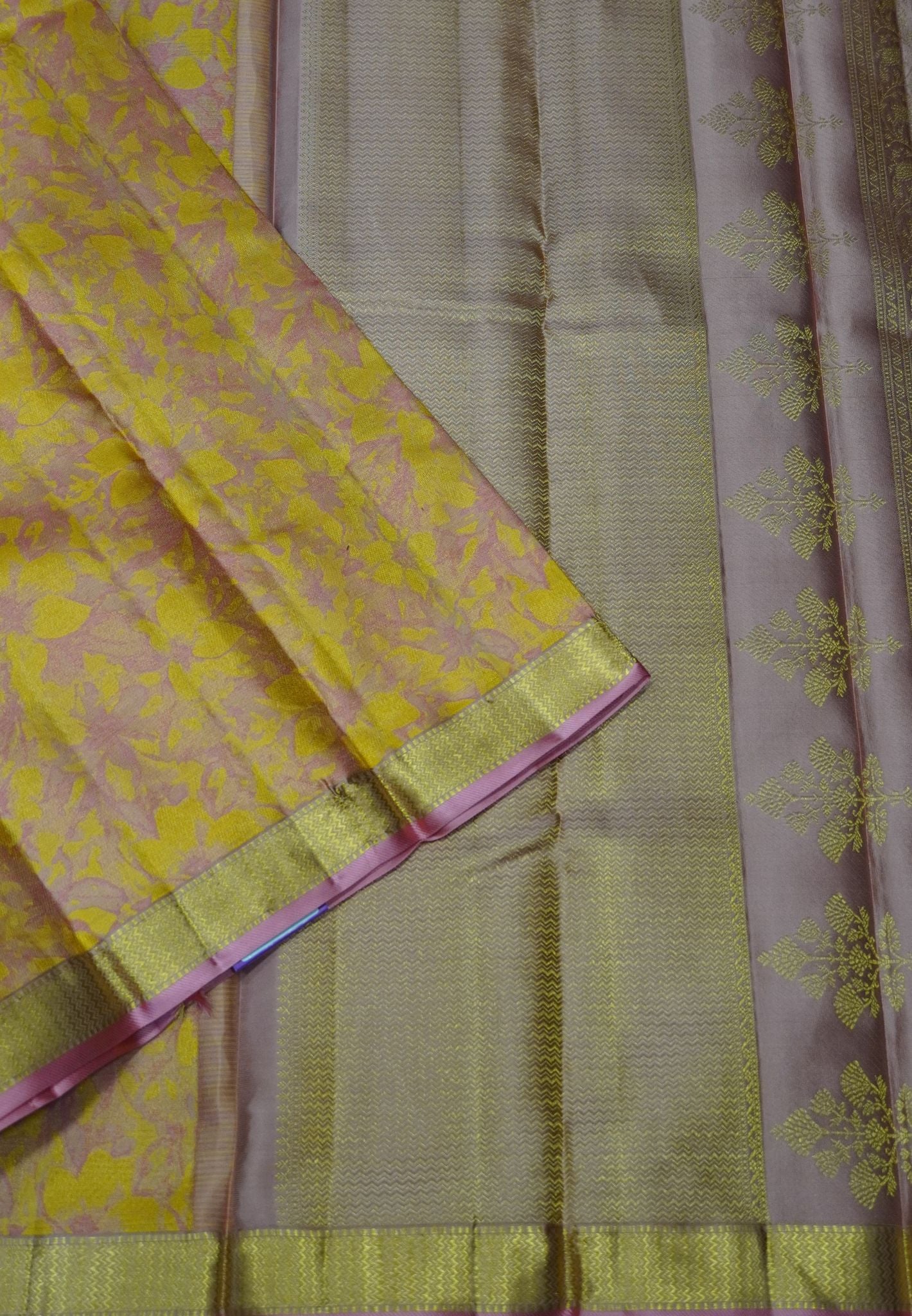 Pure Silk Saree - Floral Peach Pink