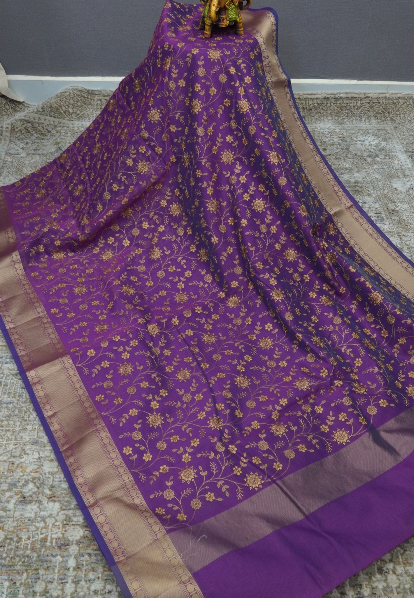 Kota Saree-Purple with Floral Embroidery work