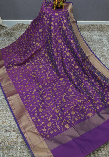 Kota Saree-Purple with Floral Embroidery work