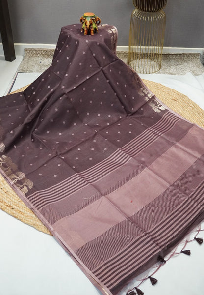 Raw Silk Saree-With Tree and Elephant-Araku