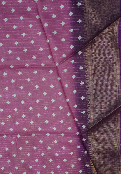 Semi Dola silk saree-Pink with zari lines