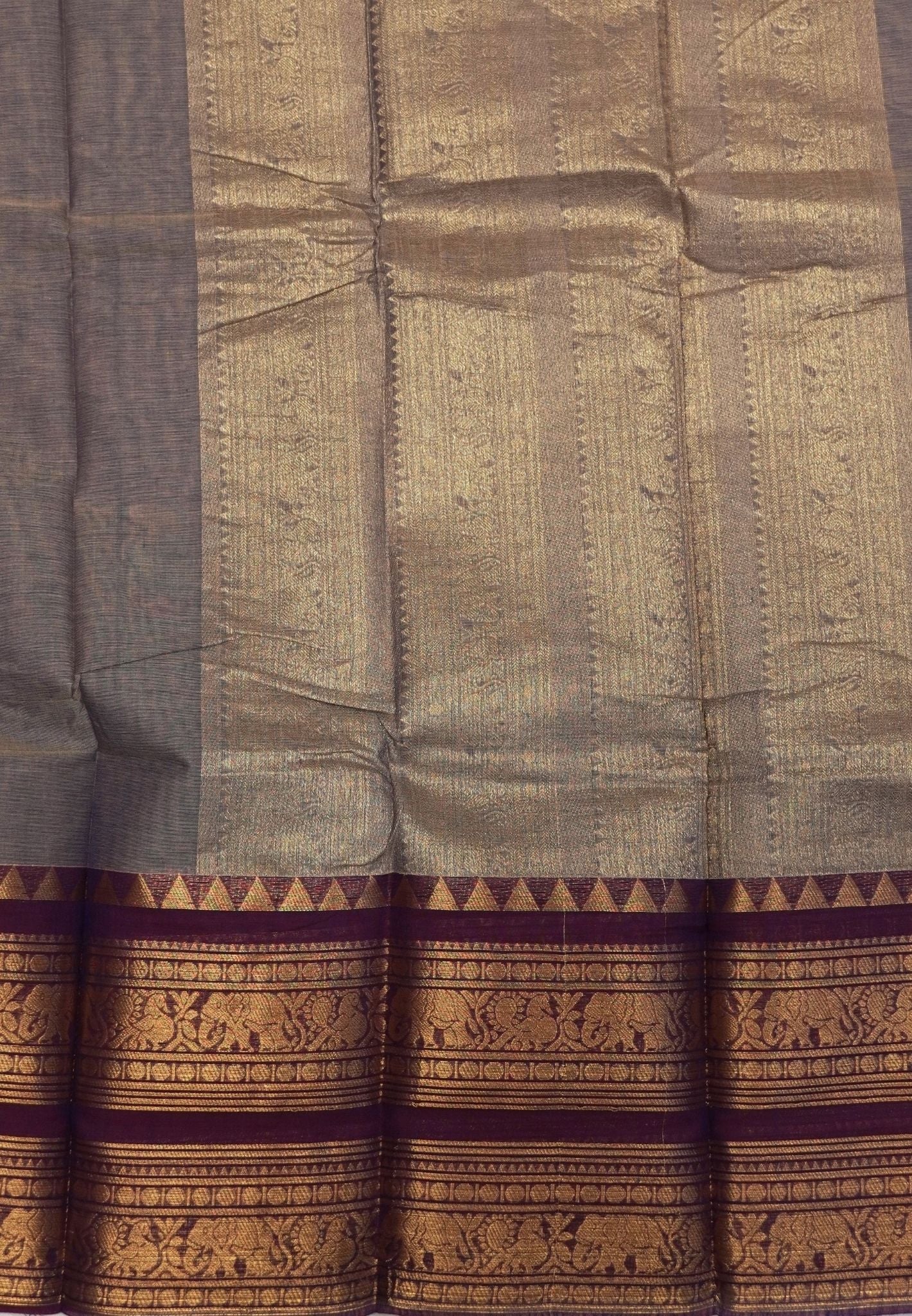 Chettinadu Cotton Saree-Metalic Purple with Double Border