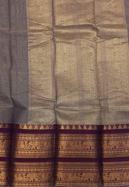 Chettinadu Cotton Saree-Metalic Purple with Double Border