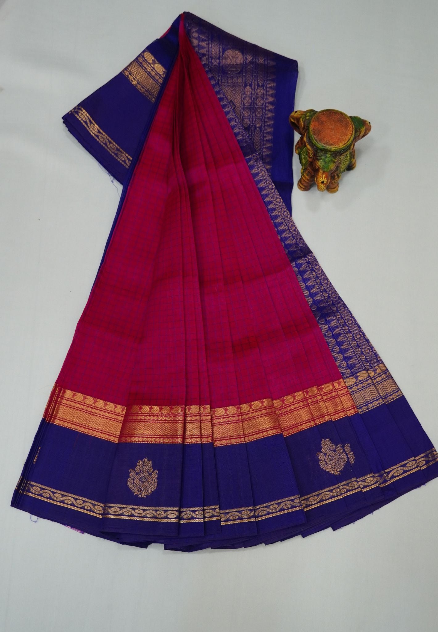 Pure Silk Cotton Saree-Rani Pink