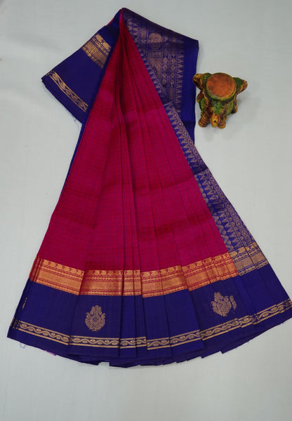 Pure Silk Cotton Saree-Rani Pink