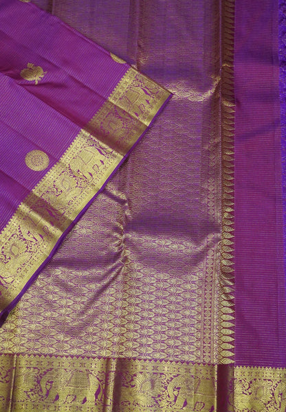Pure Kanchipuram Silk Saree-Magenta Vairaoosi with Mayil Chakram Butta