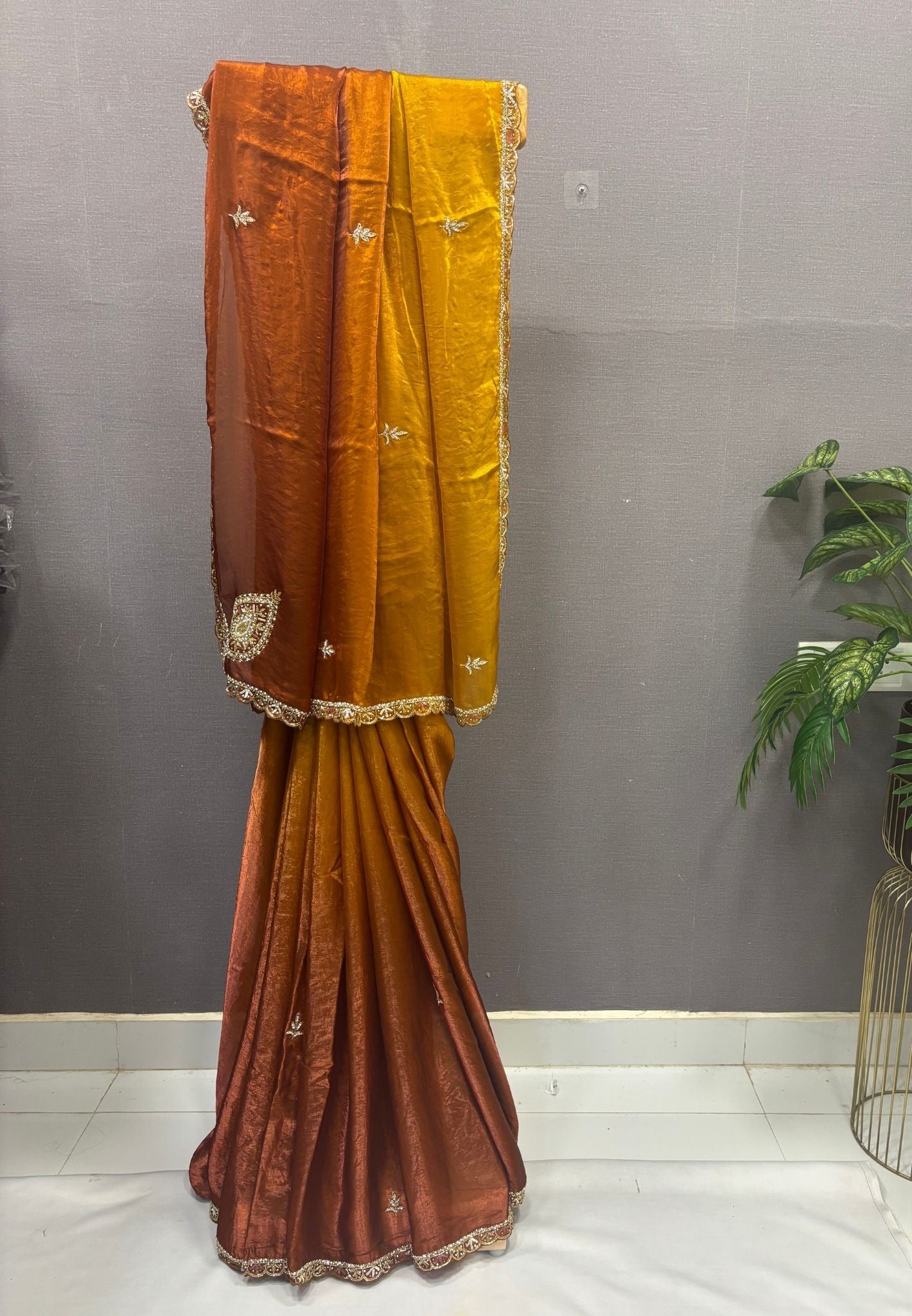 Designer Saree-Brown