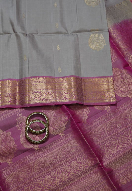 Pure Silk Saree - Rose Taupe - Pastel Pink