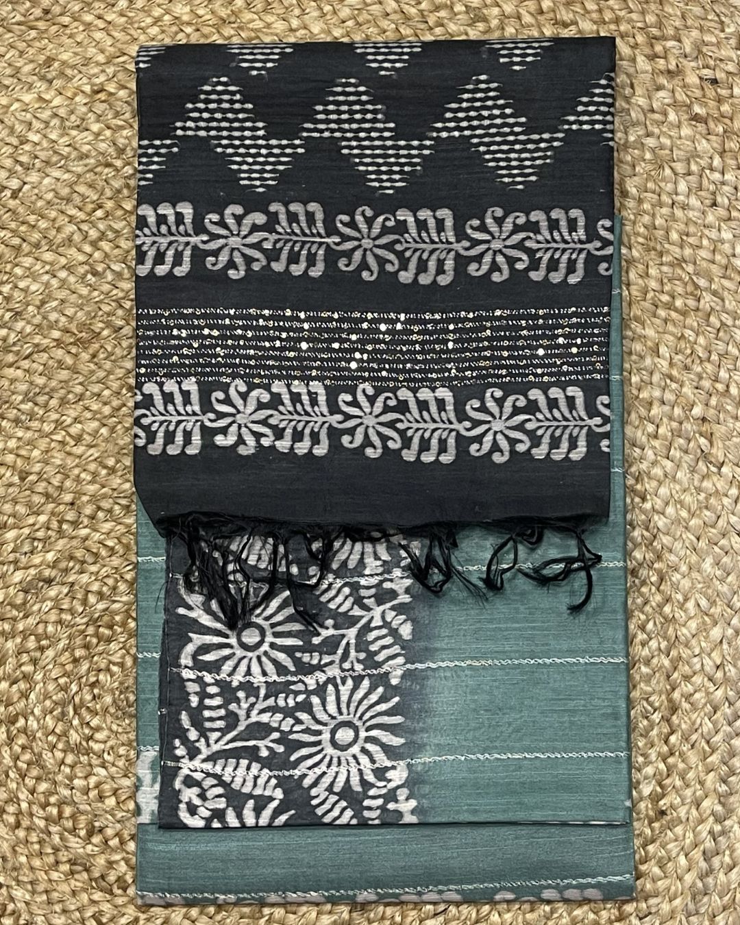 Bhagalpur Cotton Saree - Sea Green