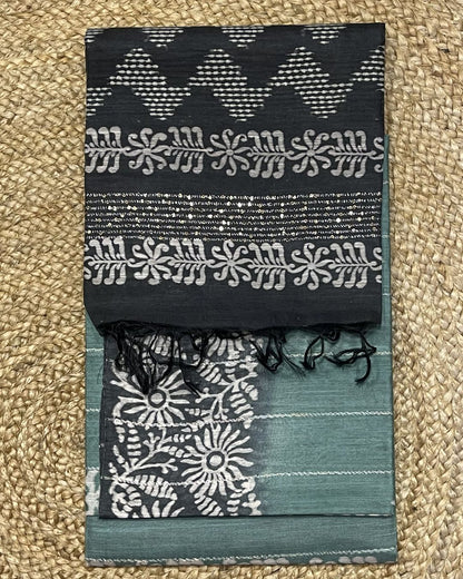 Bhagalpur Cotton Saree - Sea Green