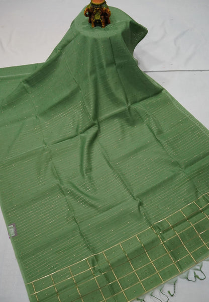 Organza Saree- Green Pastle Shades with Sequence Work