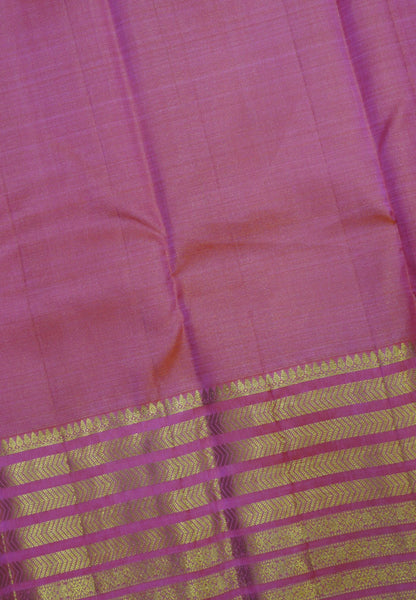 Pure Kanchipuram Silk Saree -Peachish Pink Varisaipet Border