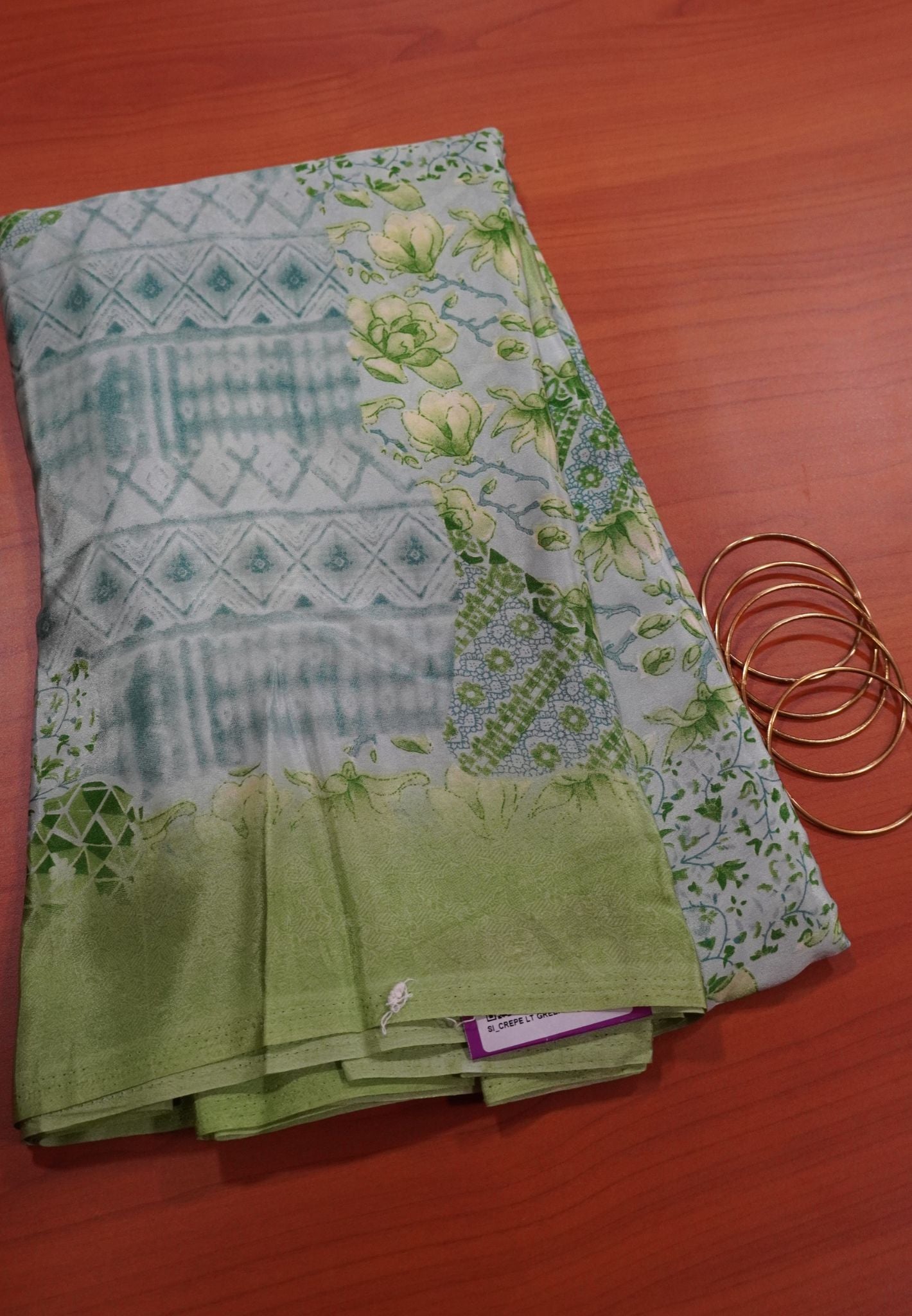 Crepe Saree - Light Green