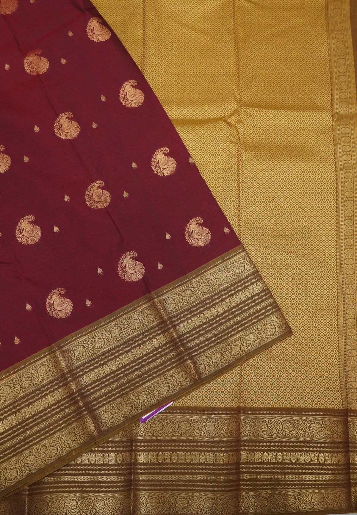 Budget Kanchipuram Saree-Maroon with Contrast Varisapet Border