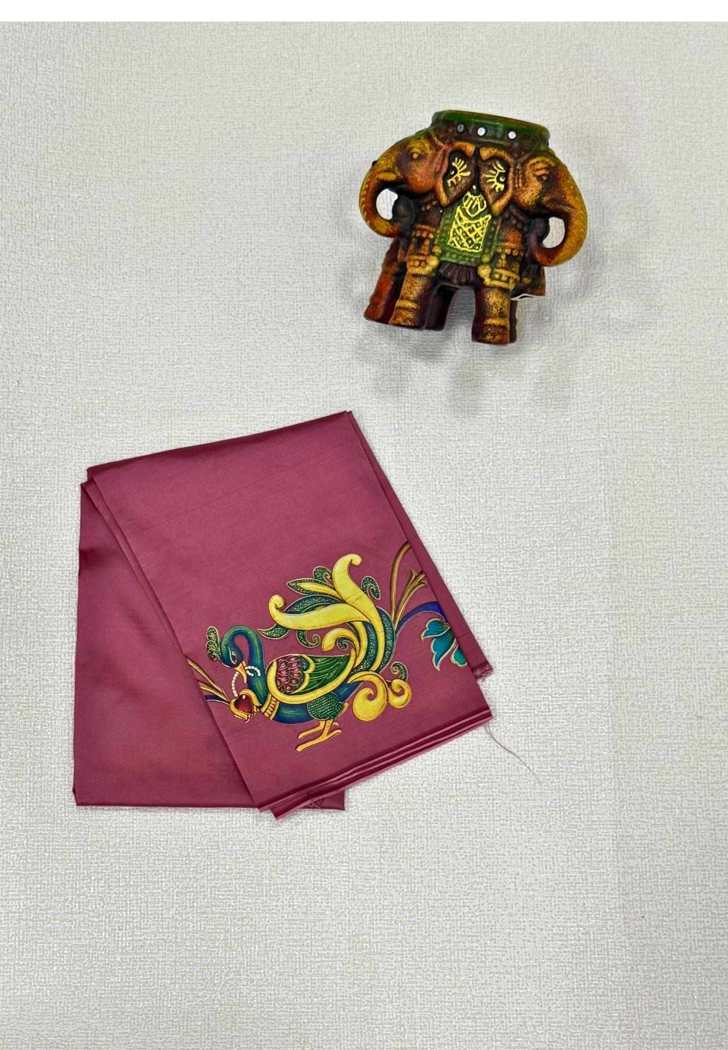 Mangalgiri Silk Blouse-Mauve Pink in Tanjore Print
