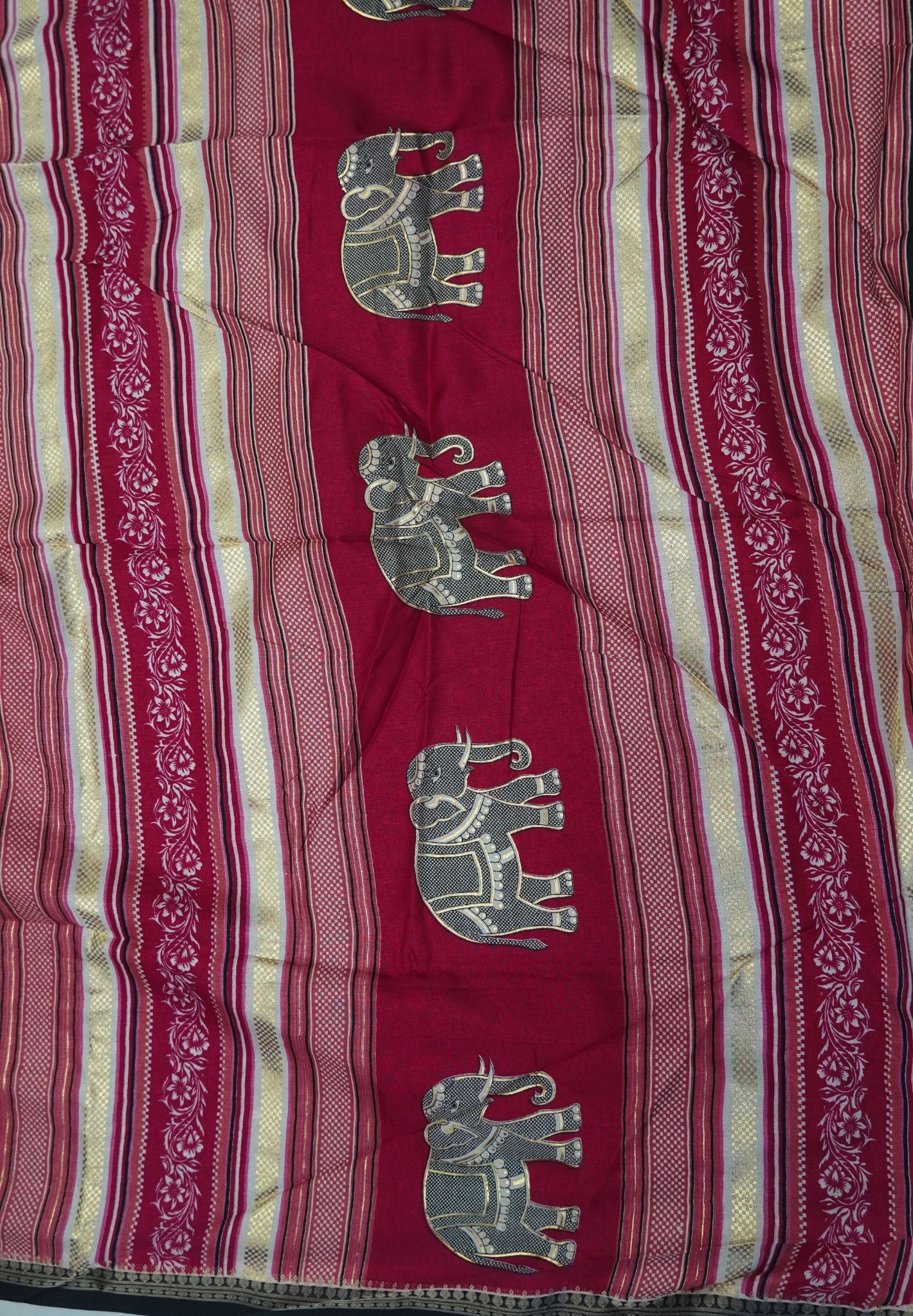 Dola Saree-Off White with Contrast Elephant Border